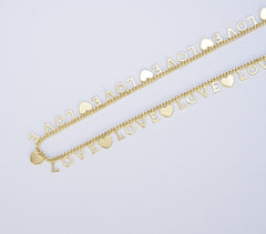 18K Gold Filled LOVE Curb Chain by Yard, Gold Lovely Heart Charm Chain by Foot, Wholesale bulk Roll Chain for Jewelry Making, CH225