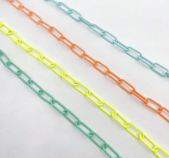 Colorful Enamel Oval Paper Clip Chain, Enamel Pop Chain, Colored Metal Chain, Wholesale Enamel Chain for necklace bracelet, 16x8mm CH229