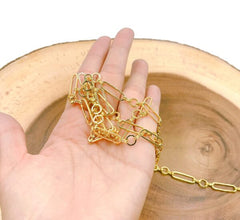 18K Gold Filled Rolo Cable Paperclip Chain by Foot, Link Cable Elongate Chain by Foot, Wholesale bulk Roll Chain Jewelry Making, 20x6mm, CH231