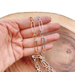 18K Gold Filled Rolo Cable Paperclip Chain by Foot, Link Cable Elongate Chain by Foot, Wholesale bulk Roll Chain Jewelry Making, 20x6mm, CH231