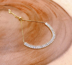 18K Gold Filled Square Cubic Zirconia Choker Necklace, Ready to Use Tennis Baguette CZ Necklace and Bracelet, Holiday Gift , 1pc 16”, CH232