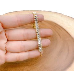 18K Gold Filled Square Cubic Zirconia Choker Necklace, Ready to Use Tennis Baguette CZ Necklace and Bracelet, Holiday Gift , 1pc 16”, CH232