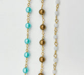 18K Gold Filled Shell Pearl Rosary Beaded Chain by Yard, Wire Wrapped Chain by Foot, Wholesale Unfinished Chain for Jewelry Supply 6mm CH238