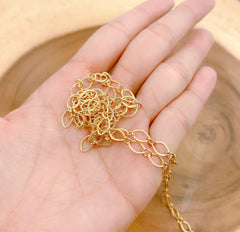 18K Gold Filled Paperclip Diamond Shape Chain by Yard, Oval Link Chain by Foot, Fancy Wholesale bulk Roll Chain for Jewelry Making, 8x6mm, CH240