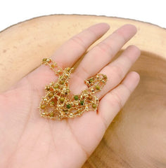 18K Gold Filled Snowflake Obsidian Beaded Chain by Yard, Mookaite Jasper Beaded Chain by Foot Wholesale bulk Roll Chain for Jewelry Making CH242