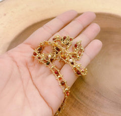 18K Gold Filled Snowflake Obsidian Beaded Chain by Yard, Mookaite Jasper Beaded Chain by Foot Wholesale bulk Roll Chain for Jewelry Making CH242