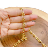 18K Gold Filled Fancy Rolo Cable Paperclip Chain by Yard, Link Cable Rolo Elongate Chain by Foot, Wholesale bulk Roll Chain for Jewelry Making, CH219