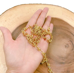 18K Gold Filled Fancy Rolo Cable Paperclip Chain by Yard, Link Cable Rolo Elongate Chain by Foot, Wholesale bulk Roll Chain for Jewelry Making, CH219