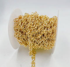 18K Gold Filled Fancy Rolo Cable Paperclip Chain by Yard, Link Cable Rolo Elongate Chain by Foot, Wholesale bulk Roll Chain for Jewelry Making, CH219