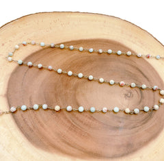 African Opal Beaded Chain by Yard, Unfinished African Opal Chain by Foot, Wholesale Bulk Roll Chain in Black Rhodium Finish, CH251