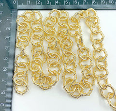 18K Gold Filled Fancy Ring Link Chain, Ring 14mm, Nickel Free, Good for Necklace, Anklet and Bracelet, CH258