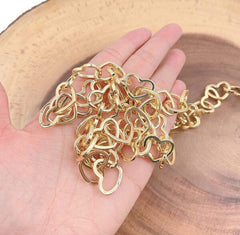 18K Gold Filled Heart Link Gold Chain by Yard, Lovely Heart Charm Chain, Wholesale bulk Roll Chain for Jewelry Making, 19x15mm, CH261