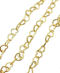 18K Gold Filled Heart Link Gold Chain by Yard, Lovely Heart Charm Chain, Wholesale bulk Roll Chain for Jewelry Making, 19x15mm, CH261