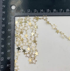 18K Gold Filled Star Chain by Yard, Hollow Star Charm Chain by Foot, Galaxy Charm Chain, Star Shaped Wholesale bulk Roll Chain, CH277