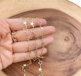 18K Gold Filled Star Chain by Yard, Hollow Star Charm Chain by Foot, Galaxy Charm Chain, Star Shaped Wholesale bulk Roll Chain, CH277