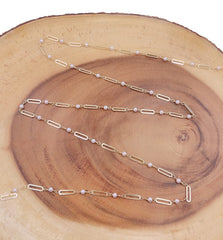 18K Gold Filled Elongated Oval Pearl Chain by Yard, Paper Clip Chain by Foot, Link Chain Wholesale Bulk Roll Chain for Jewelry Making, CH278