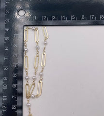 18K Gold Filled Elongated Oval Pearl Chain by Yard, Paper Clip Chain by Foot, Link Chain Wholesale Bulk Roll Chain for Jewelry Making, CH278