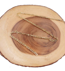 18K Gold Filled Thick Rectangular Flat Paper Clip Chain Necklace, Elongated Chain by Foot, Wholesale Bulk Roll Chain for Jewelry Making, CH279