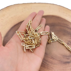 18K Gold Filled Thick Rectangular Flat Paper Clip Chain Necklace, Elongated Chain by Foot, Wholesale Bulk Roll Chain for Jewelry Making, CH279