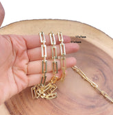 18K Gold Filled Thick Rectangular Flat Paper Clip Chain Necklace, Elongated Chain by Foot, Wholesale Bulk Roll Chain for Jewelry Making, CH279