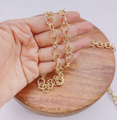 18K Gold Filled Fancy Rolo Chain by Yard, Rope Cable Chain, Foot Chain, Wholesale bulk Roll Chain for Jewelry Making, Width 10mm, CH284