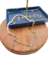 18K Gold Filled Paperclip Chain Pearl Necklace, Paperclip Link Chain Necklace Jewelry, Birthday Gift for Women, 1pc Ready to Wear, 19″, CH289