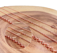 Rolo Cable Paperclip Chain by Yard, Rose gold U-Link Chain by Foot, Wholesale Bulk Roll Chain for Jewelry Making, 2/3/4/6mm, CH294