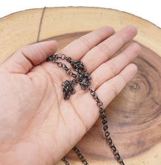 Gunmetal Black Chain by Yard, Round Circle Link Chain by Foot, Wholesale bulk Roll Chain for Jewelry Making, Unfinished Chain 2mm, CH295