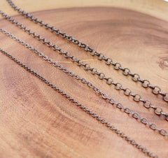 Gunmetal Black Chain by Yard, Round Circle Link Chain by Foot, Wholesale bulk Roll Chain for Jewelry Making, Unfinished Chain 2mm, CH295