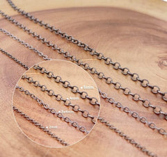 Gunmetal Black Chain by Yard, Round Circle Link Chain by Foot, Wholesale bulk Roll Chain for Jewelry Making, Unfinished Chain 2mm, CH295