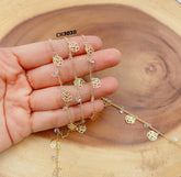 18K Gold Filled Rose Chain by Foot, Unfinished Flower Chain for Necklace Bracelet Component, Floral Jewelry, CH303B