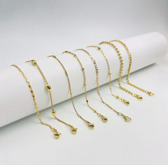 18K Gold Filled Finished Necklace Chains, Flat Curb, Oval Bead, Station, Beaded, Figaro, Satellite, Ball Chain, Cuban Curb, Chain Jewelry, Chain Jewelry, CH_Batch2 | CH304