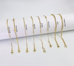 18K Gold Filled Finished Necklace Chains, Flat Curb, Oval Bead, Station, Beaded, Figaro, Satellite, Ball Chain, Cuban Curb, Chain Jewelry, Chain Jewelry, CH_Batch2 | CH304