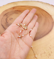 18K Gold Filled Baroque Mother Pearl Chain by Yard, Freshwater Pearl by Foot, White Pearl Beaded Cable Chain for Jewelry Making, CH310