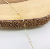 18K Gold Filled Baroque Mother Pearl Chain by Yard, Freshwater Pearl by Foot, White Pearl Beaded Cable Chain for Jewelry Making, CH310