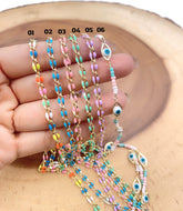 18K Gold Filled Dainty Multi color Enamel Rolo Cable Paperclip Chain by Yard, Link Cable Thick Elongate Chain, Wholesale bulk Roll Chain Jewelry, CH315