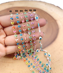 18K Gold Filled Dainty Multi color Enamel Rolo Cable Paperclip Chain by Yard, Link Cable Thick Elongate Chain, Wholesale bulk Roll Chain Jewelry, CH315