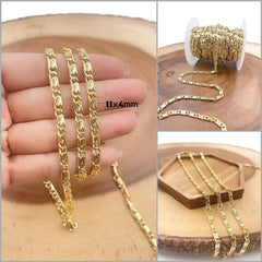 18K Gold Filled Gold Scroll Unfinished Bulk Chain by Yard, Unique Chain by Foot, Wholesale Elegant Chain for Jewelry Making, 11x4mm, CH316