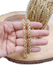 18K Gold Wheat Chain by Yard, Spiga Chain by Foot, Unfinished Chain, Wholesale Bulk Roll Chain, CH326