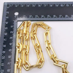 18K Gold Filled Stainless Steel Rectangular Flat Paper Clip Chain by Foot, Paperclip Chain by Yard, Gold Over Stainless Steel, 20x10mm, CH328