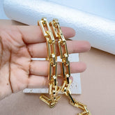 18K Gold Filled Stainless Steel Rectangular Flat Paper Clip Chain by Foot, Paperclip Chain by Yard, Gold Over Stainless Steel, 20x10mm, CH328