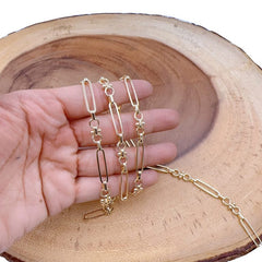 18K Gold Filled Stainless Steel Rolo Cable Link Chain by Foot, Elongated Unique Paperclip Chain by Yard, Solid Gold Over Stainless Steel, CH330