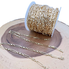18K Gold Filled Stainless Steel Rolo Cable Link Chain by Foot, Elongated Unique Paperclip Chain by Yard, Solid Gold Over Stainless Steel, CH330