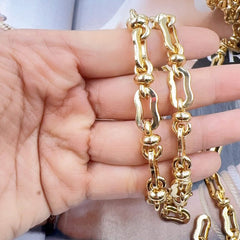 18K Gold Filled Heavy Link Cable Thick Elongated Chain by Foot, Stainless Steel Cable Paperclip Chain by Yard, Gift for Her, CH341