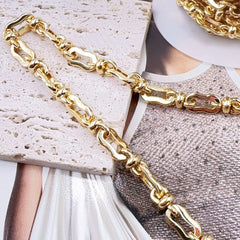 18K Gold Filled Heavy Link Cable Thick Elongated Chain by Foot, Stainless Steel Cable Paperclip Chain by Yard, Gift for Her, CH341