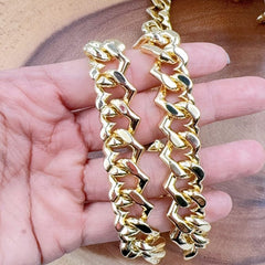 18K Gold Filled Chunky Heart Curb Chain by Foot, Cuban Curb Chain by Yard, Wholesale Bulk Roll Chain for DIY Craft, Thickness 4mm, CH342