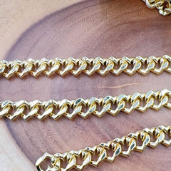 18K Gold Filled Chunky Heart Curb Chain by Foot, Cuban Curb Chain by Yard, Wholesale Bulk Roll Chain for DIY Craft, Thickness 4mm, CH342