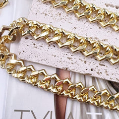 18K Gold Filled Chunky Heart Curb Chain by Foot, Cuban Curb Chain by Yard, Wholesale Bulk Roll Chain for DIY Craft, Thickness 4mm, CH342