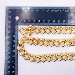 18K Gold Filled Chunky Heart Curb Chain by Foot, Cuban Curb Chain by Yard, Wholesale Bulk Roll Chain for DIY Craft, Thickness 4mm, CH342