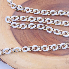 18K Gold Filled Large Chunky Link Chain by Foot, White Enamel Light Weight Chain by Yard, Paperclip Chain, Wholesale Bulk Roll Chain, CH343
